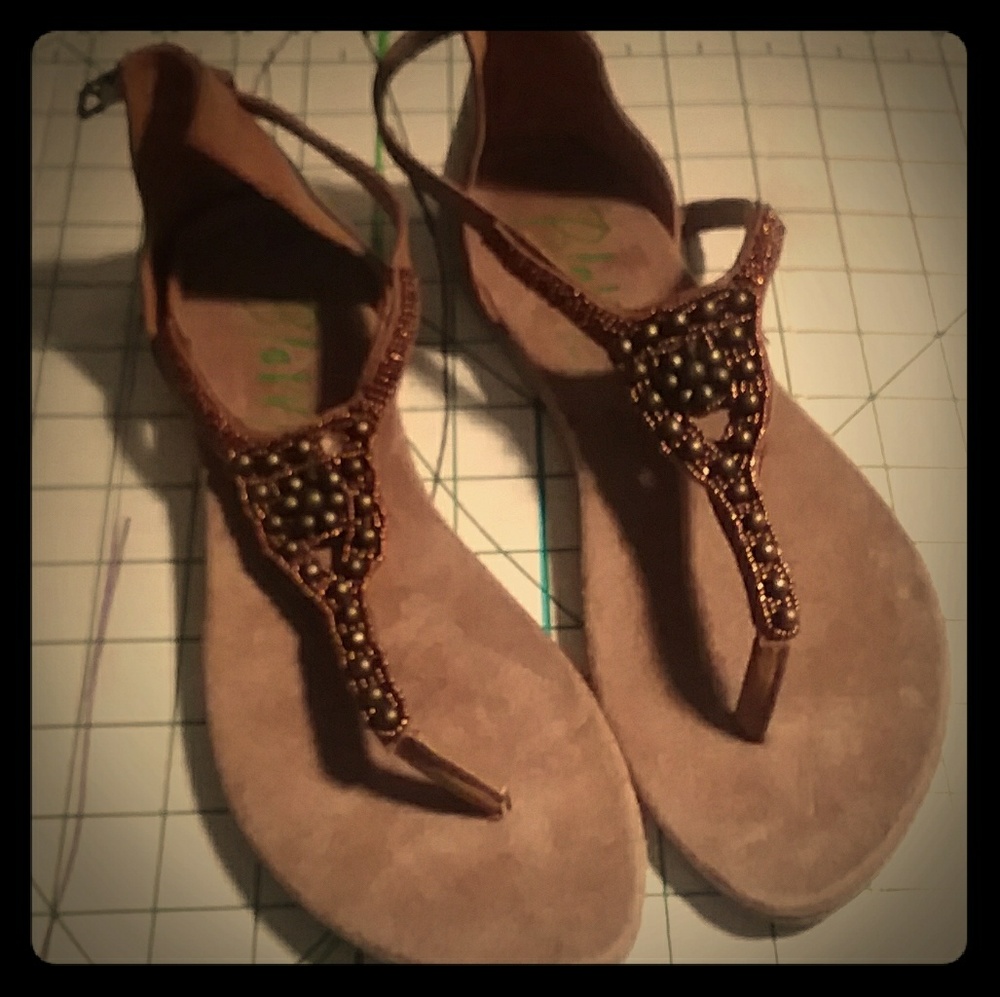 Blowfish beaded sandals